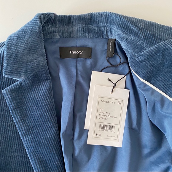 Theory Blue Modern Corduroy Power Jacket 2 - Picture 3 of 4
